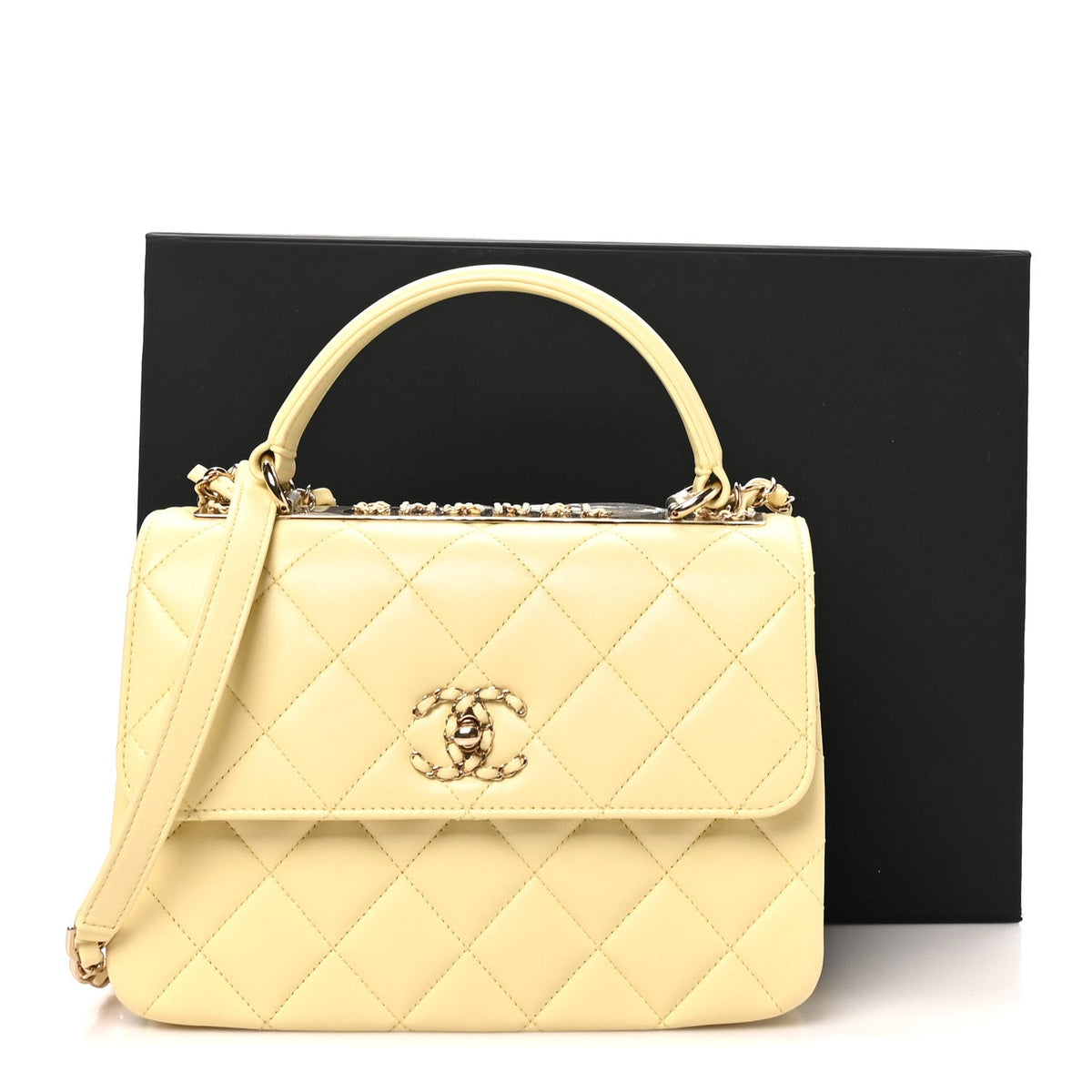 Small Quilted Lambskin Flap Shoulder Bag - Yellow