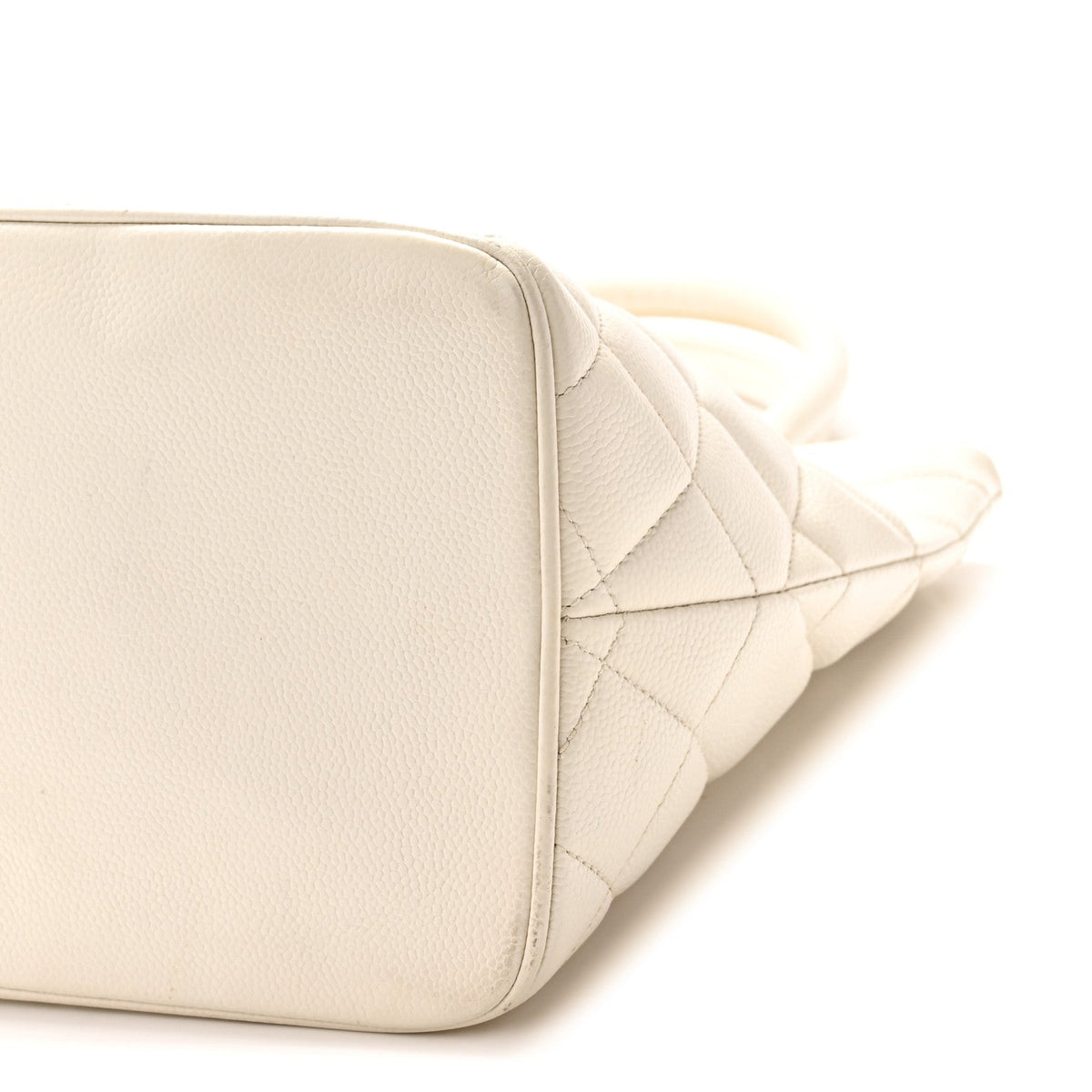 Quilted Caviar Tote Bag - White