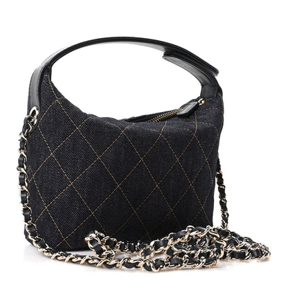 Quilted Hobo Bag - Blue
