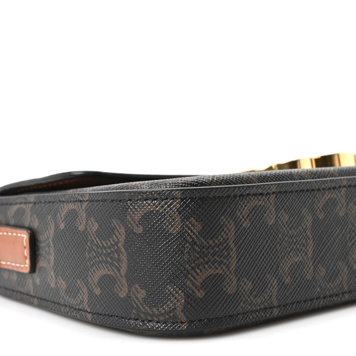 Calfskin Canvas Shoulder Bag - Tan