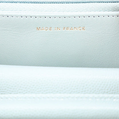 Quilted Caviar Wallet Bag - Grey