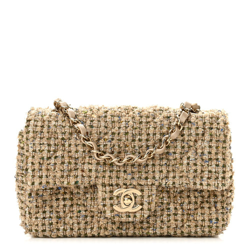 Mini Quilted Flap Shoulder Bag - Tan