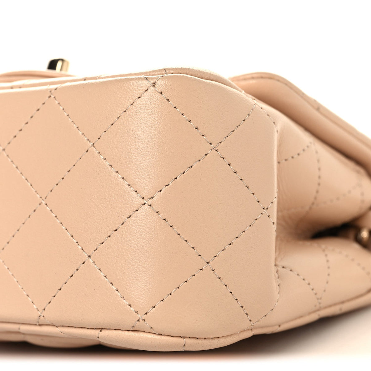 Mini Quilted Lambskin Flap Shoulder Bag - Beige