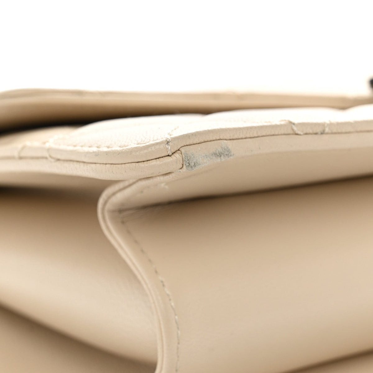 Large Quilted Sheepskin Flap Shoulder Bag - Beige