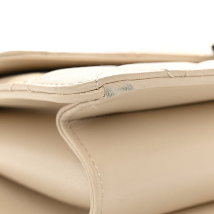 Large Quilted Sheepskin Flap Shoulder Bag - Beige
