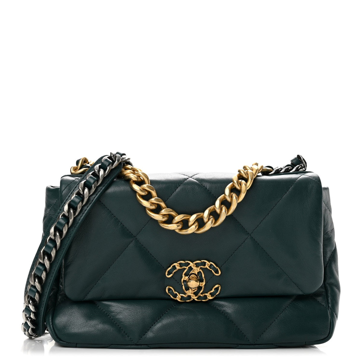 Medium Quilted Goatskin Flap Shoulder Bag - Blue