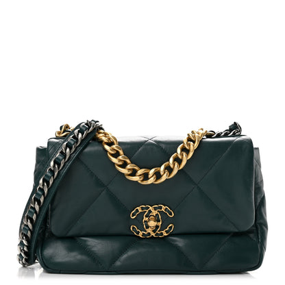 Medium Quilted Goatskin Flap Shoulder Bag - Blue
