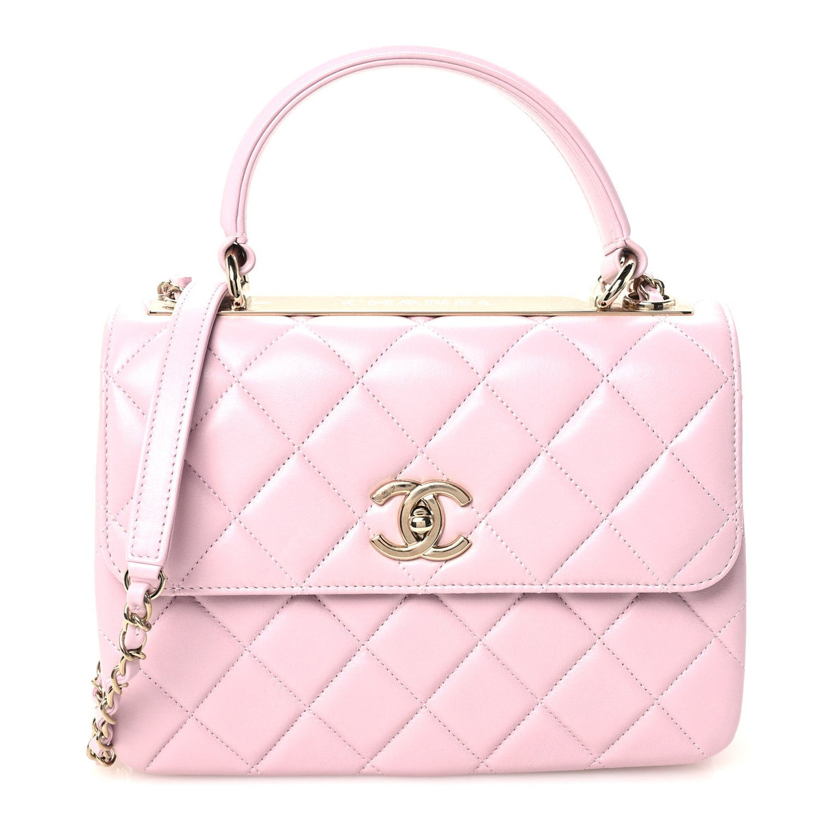 Small Quilted Lambskin Flap Shoulder Bag - Pink