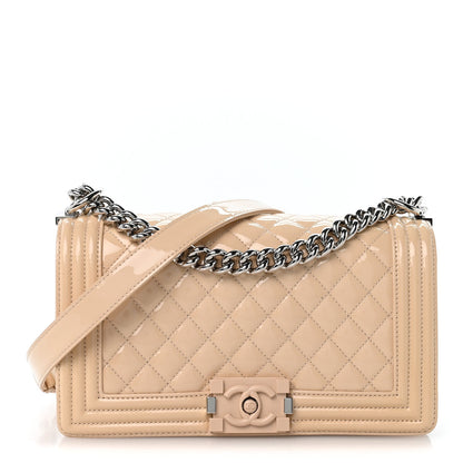 Medium Quilted Calfskin Flap Shoulder Bag - Beige