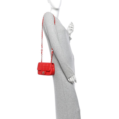 Mini Quilted Lambskin Flap Shoulder Bag - Red