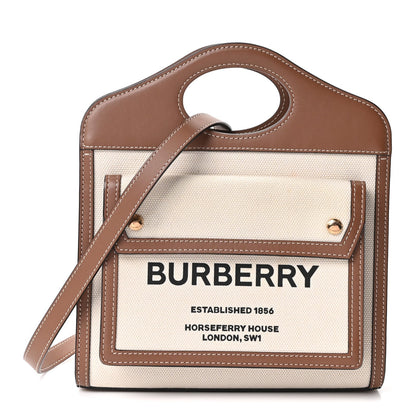 Mini Calfskin Canvas Handbag - Natural