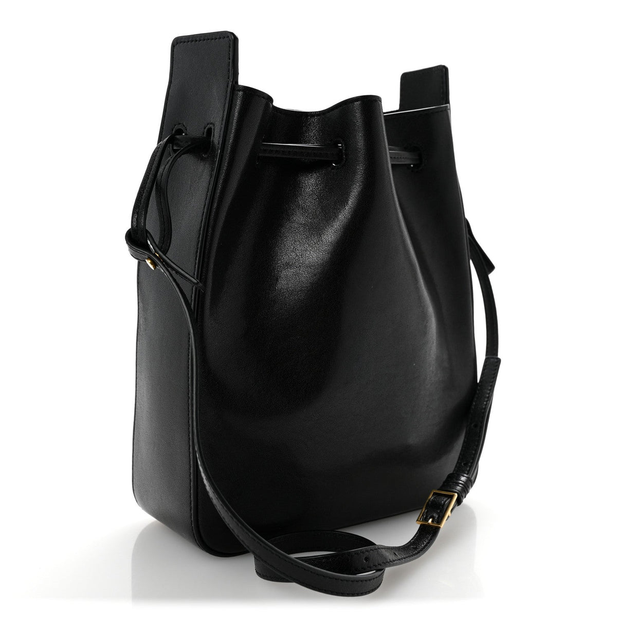 Small Calfskin Bucket Bag - Black