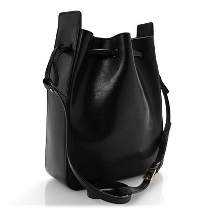 Small Calfskin Bucket Bag - Black
