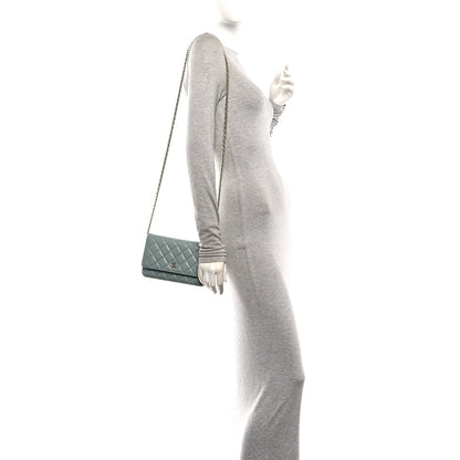 Quilted Caviar Wallet Bag - Grey