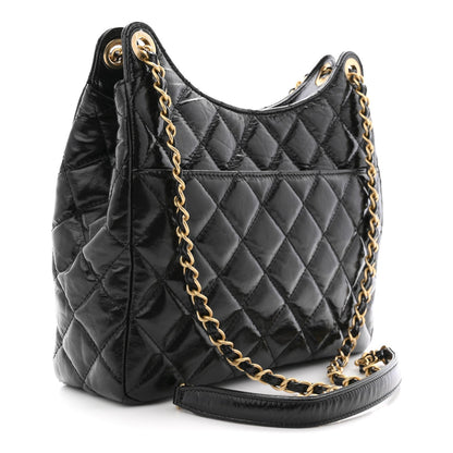Quilted Calfskin Hobo Bag - Black