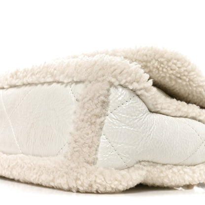 Medium Calfskin Shearling Flap Shoulder Bag - White