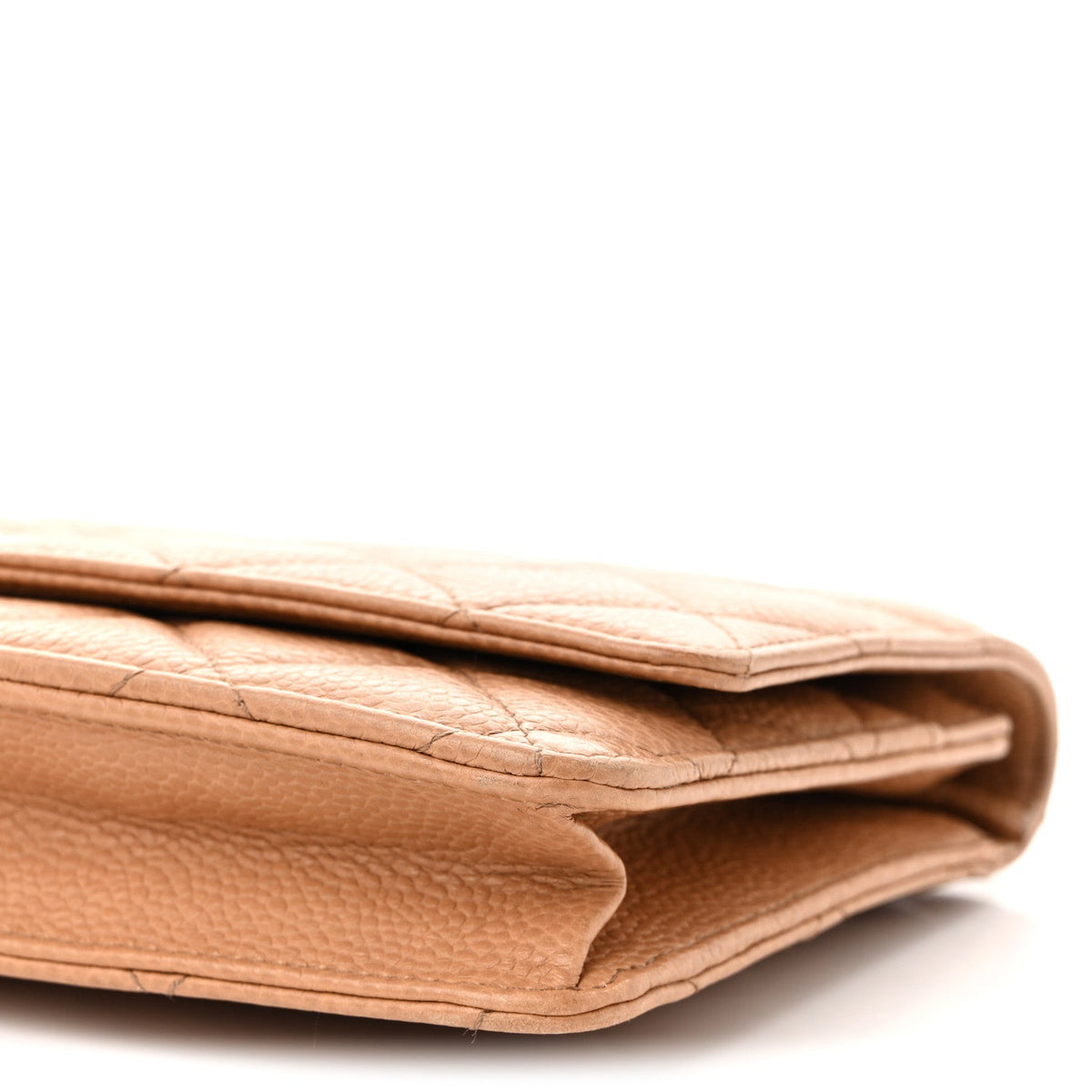 Quilted Caviar Wallet Bag - Beige