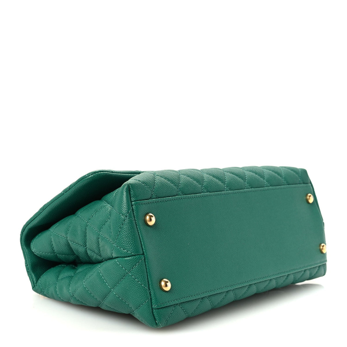 Small Quilted Caviar Flap Shoulder Bag - Green