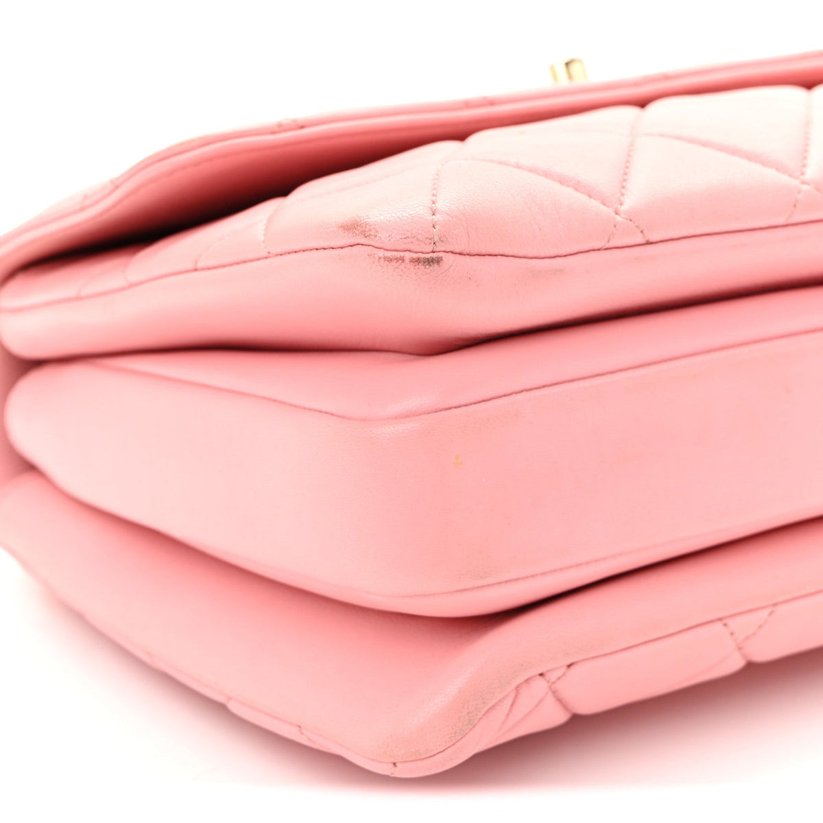 Small Quilted Lambskin Flap Shoulder Bag - Pink