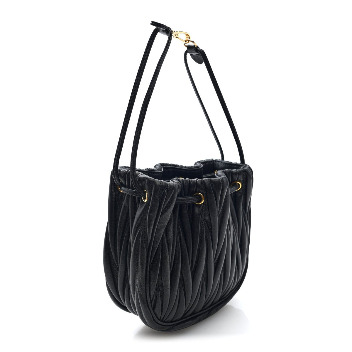 Mini Nappa Bucket Bag - Black
