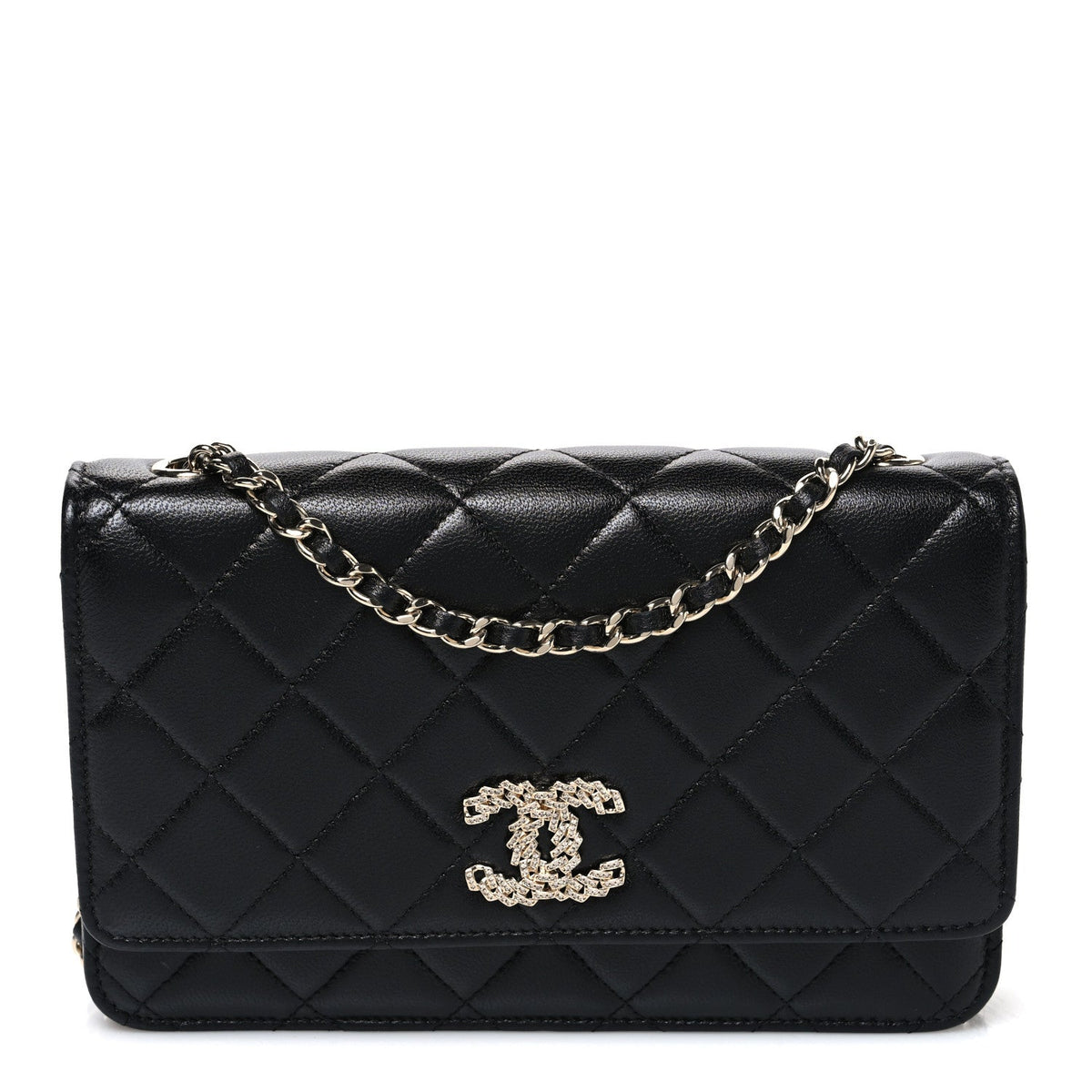 Quilted Lambskin Wallet Bag - Black