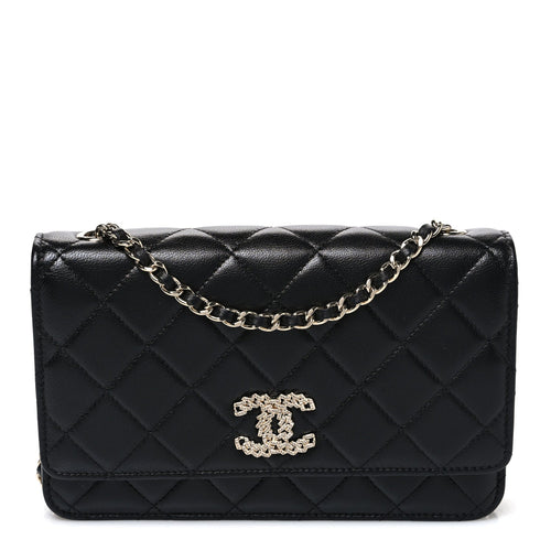 Quilted Lambskin Wallet Bag - Black