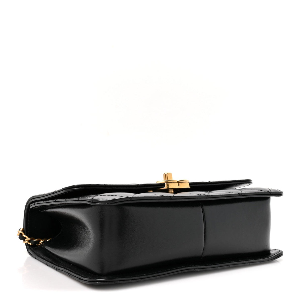 Quilted Calfskin Flap Shoulder Bag - Black