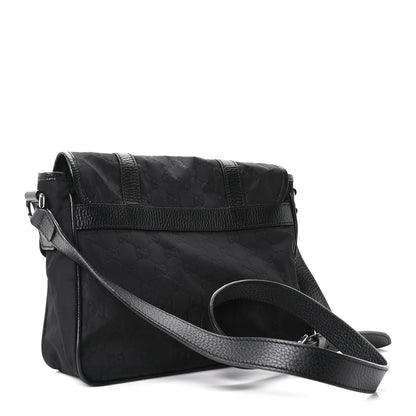 Nylon Flap Shoulder Bag - Black