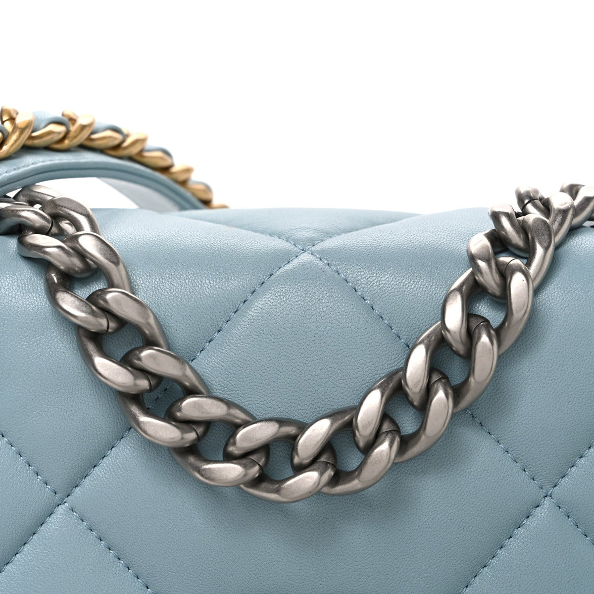 Medium Quilted Lambskin Flap Shoulder Bag - Light Blue