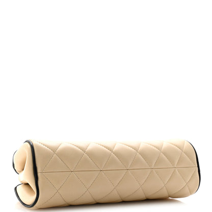 Quilted Lambskin Clutch Bag - Beige