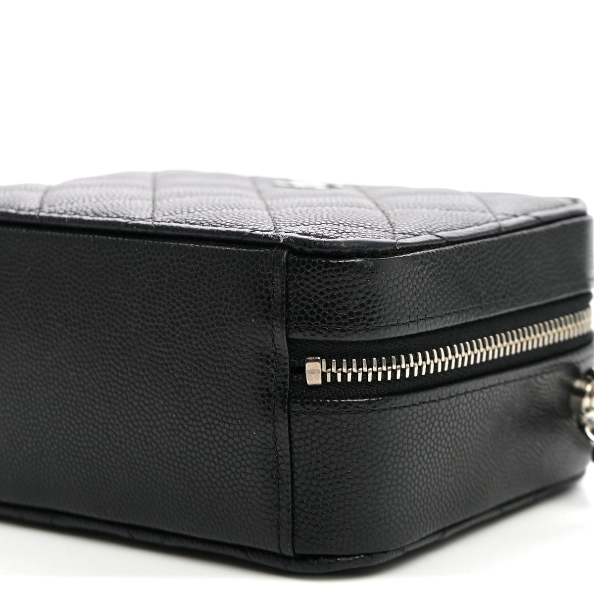 Quilted Caviar Crossbody Bag - Black