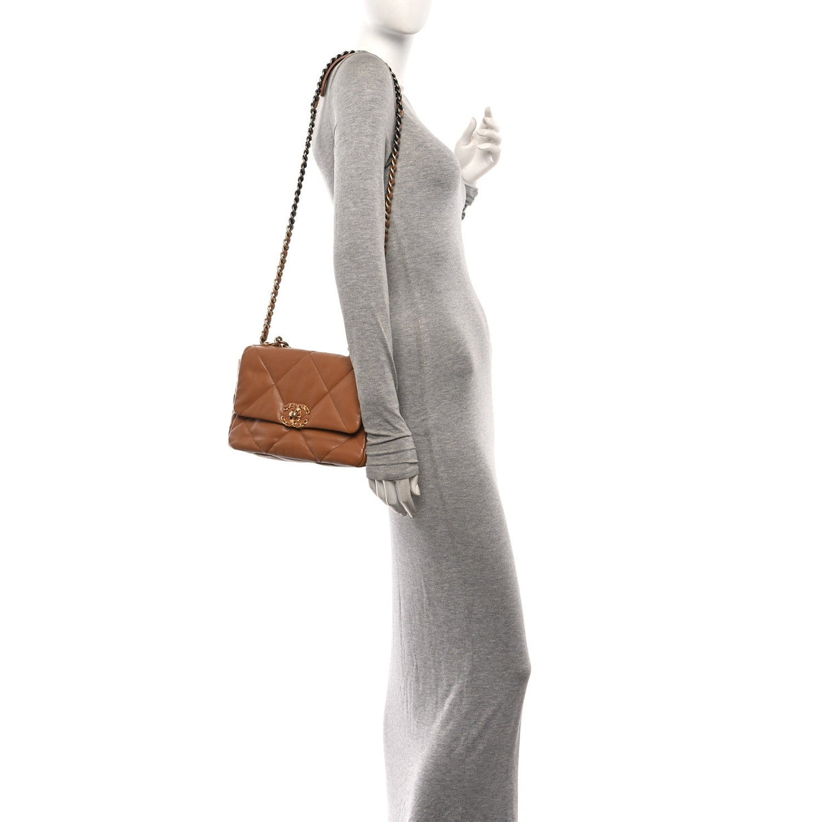 Medium Quilted Lambskin Flap Shoulder Bag - Brown