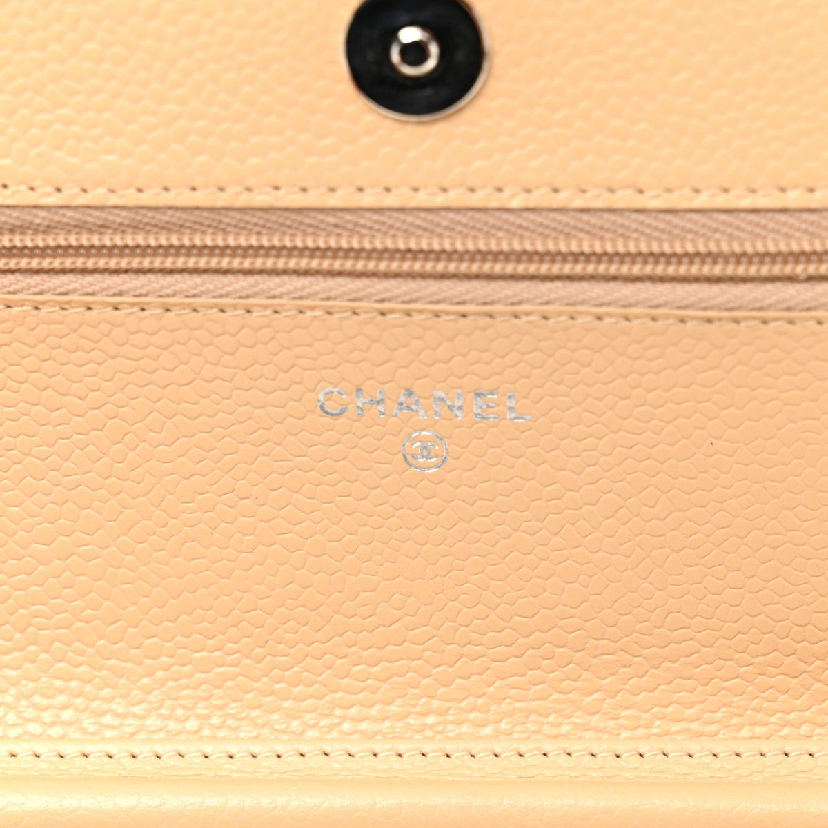 Quilted Caviar Wallet Bag - Beige