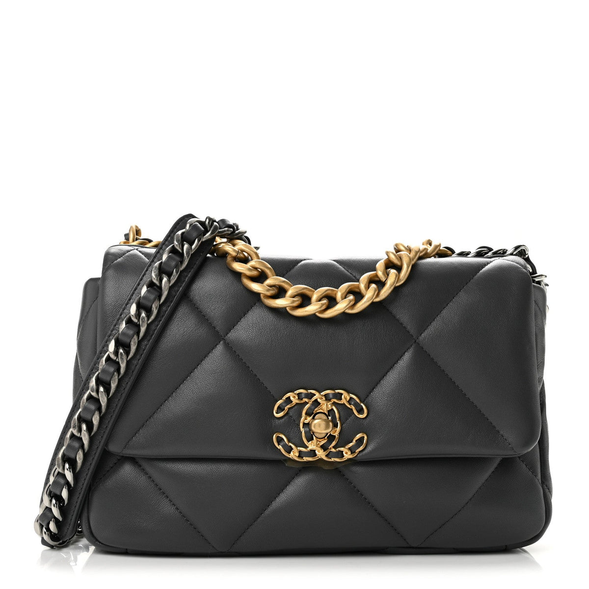 Medium Quilted Lambskin Flap Shoulder Bag - Grey