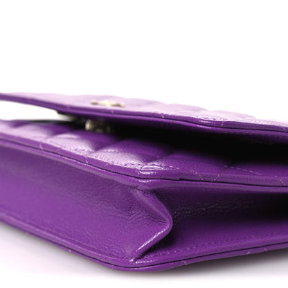 Quilted Caviar Wallet Bag - Purple