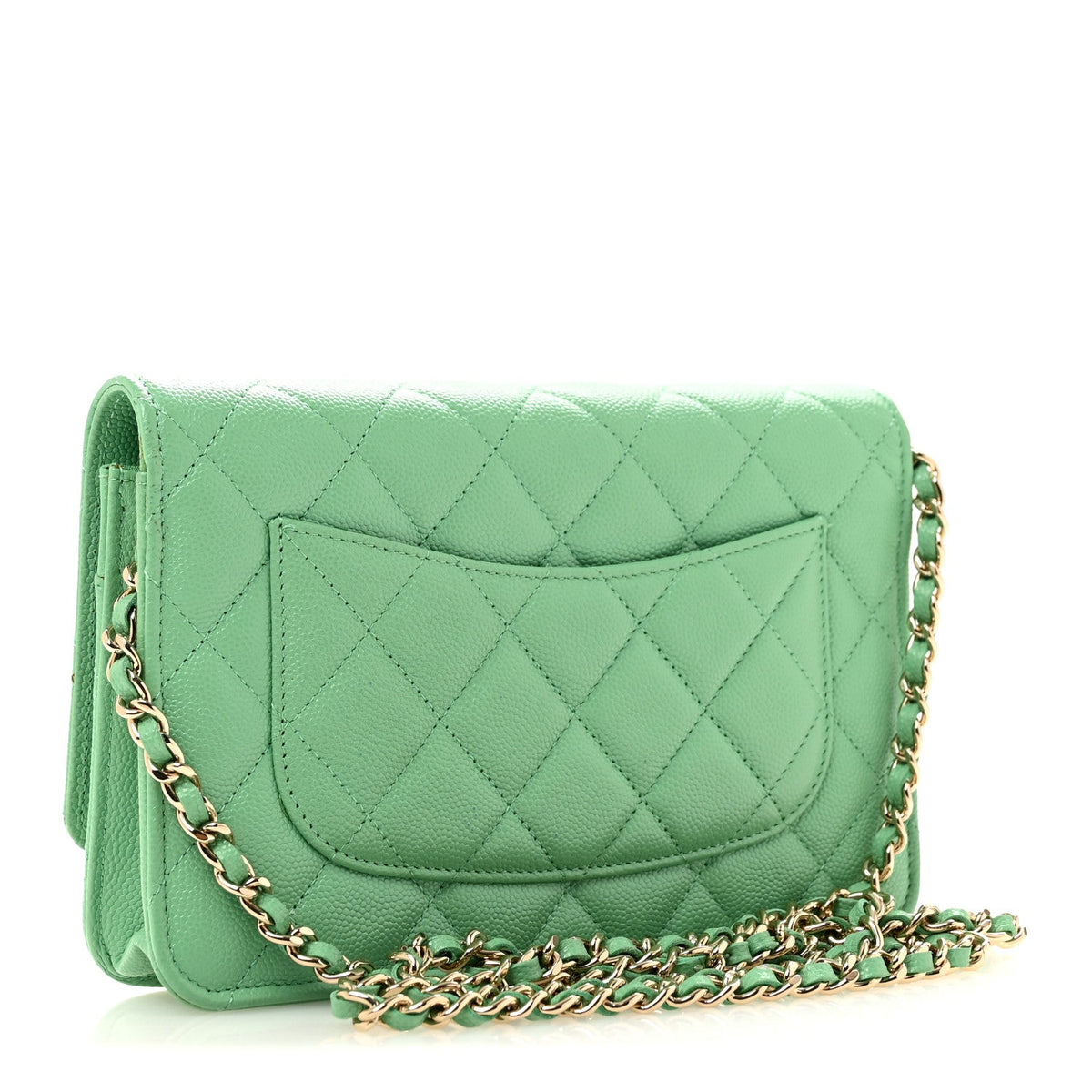 Quilted Caviar Wallet Bag - Green