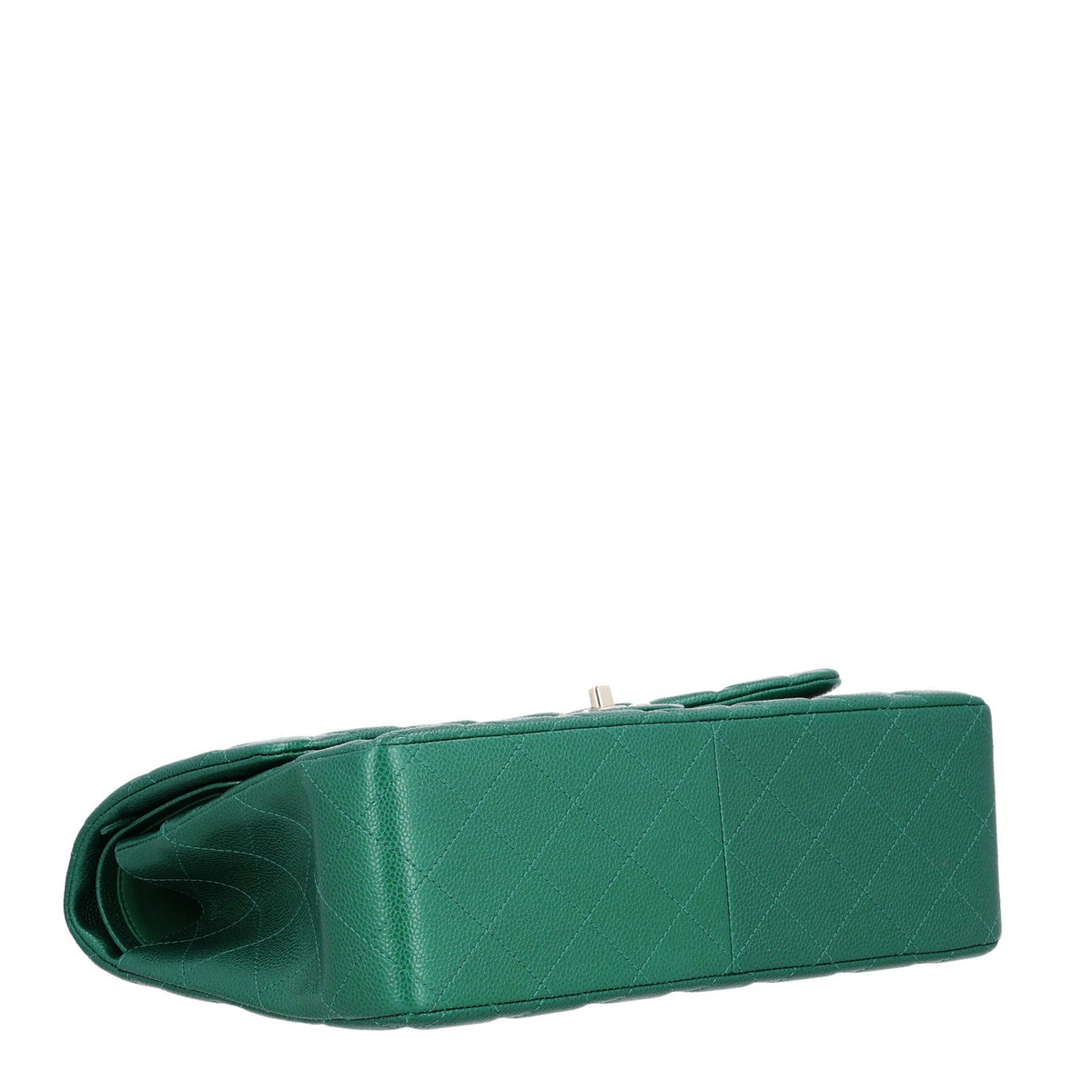 Quilted Caviar Flap Shoulder Bag - Green