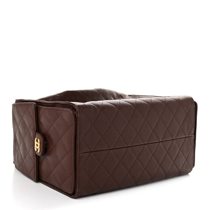 Medium Quilted Caviar Handbag - Brown