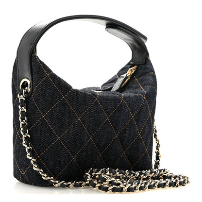 Quilted Hobo Bag - Blue