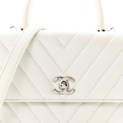 Mini Quilted Caviar Flap Shoulder Bag - White