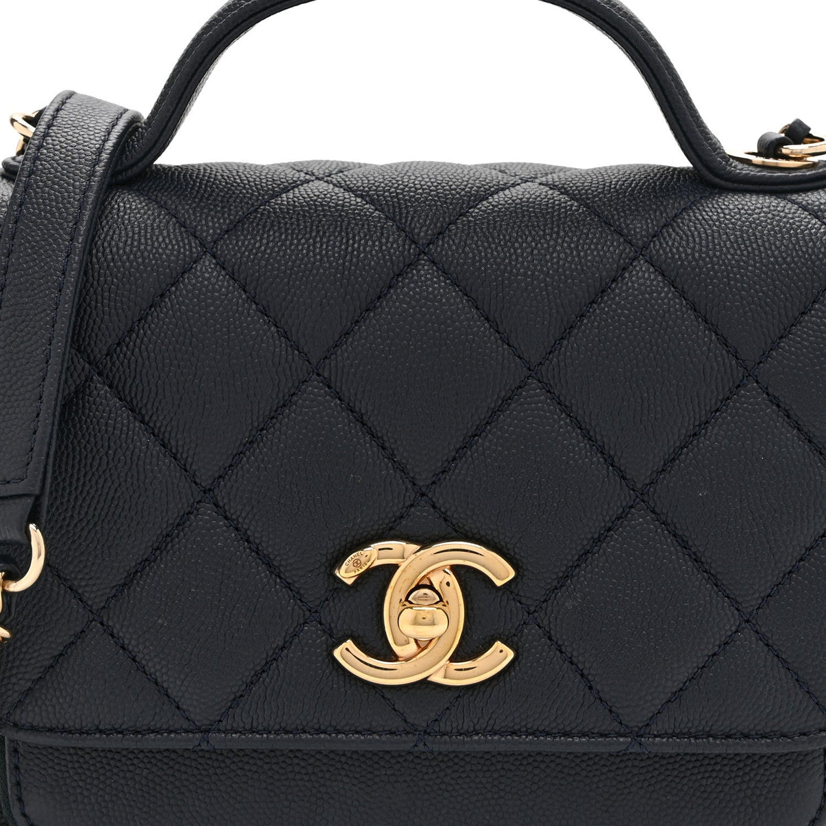 Mini Quilted Caviar Flap Shoulder Bag - Blue