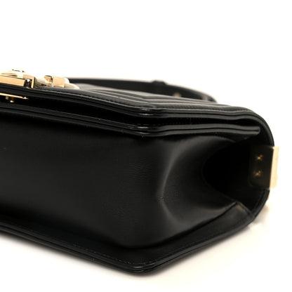 Small Quilted Lambskin Flap Shoulder Bag - Black
