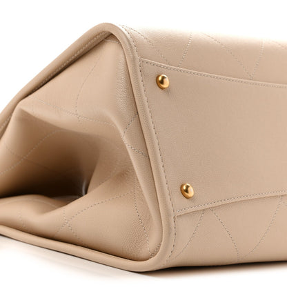 Large Caviar Tote Bag - Beige