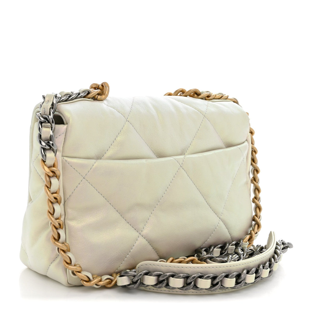Medium Quilted Calfskin Flap Shoulder Bag - White