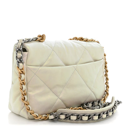 Medium Quilted Calfskin Flap Shoulder Bag - White