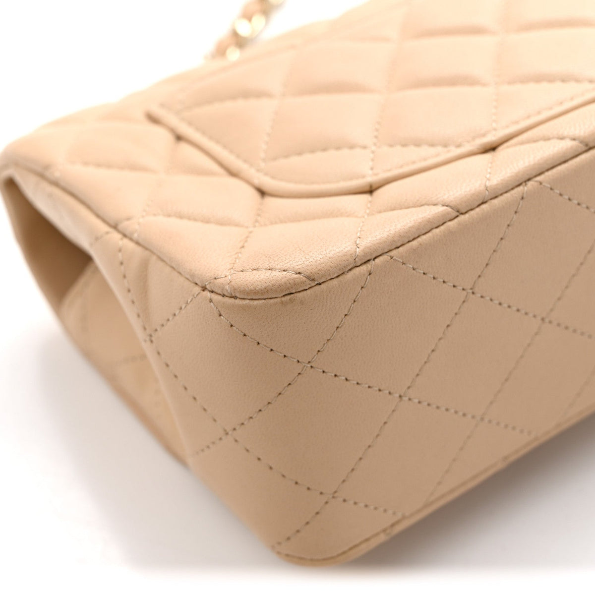 Mini Quilted Lambskin Flap Shoulder Bag - Tan