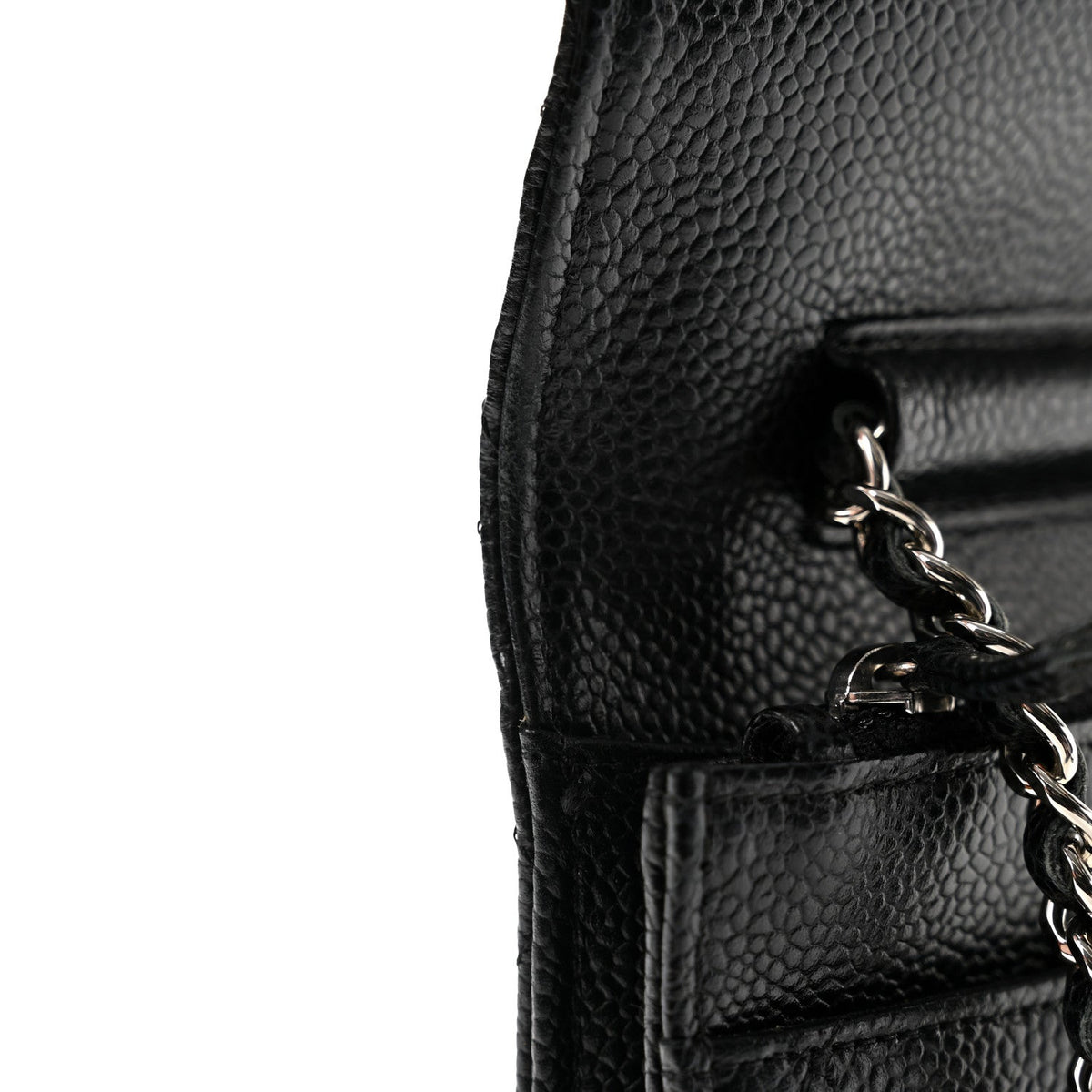 Quilted Caviar Wallet Bag - Black