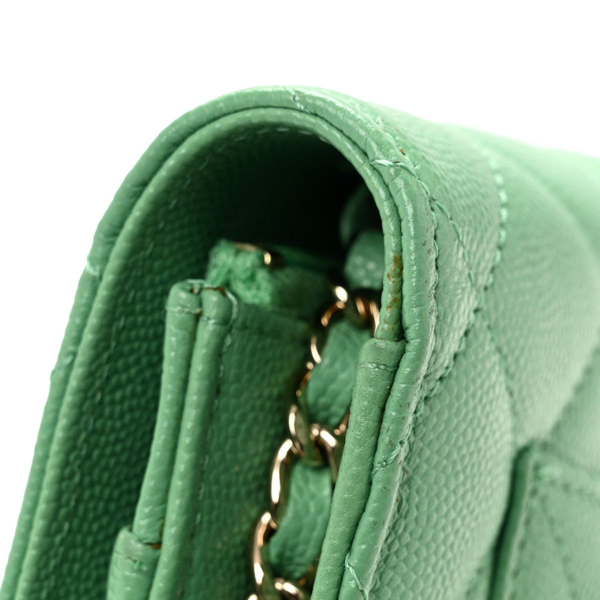 Quilted Caviar Wallet Bag - Green