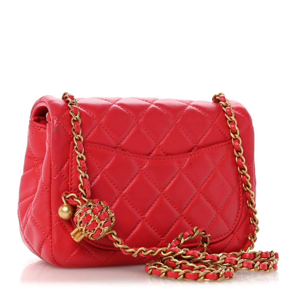 Mini Quilted Lambskin Flap Shoulder Bag - Pink