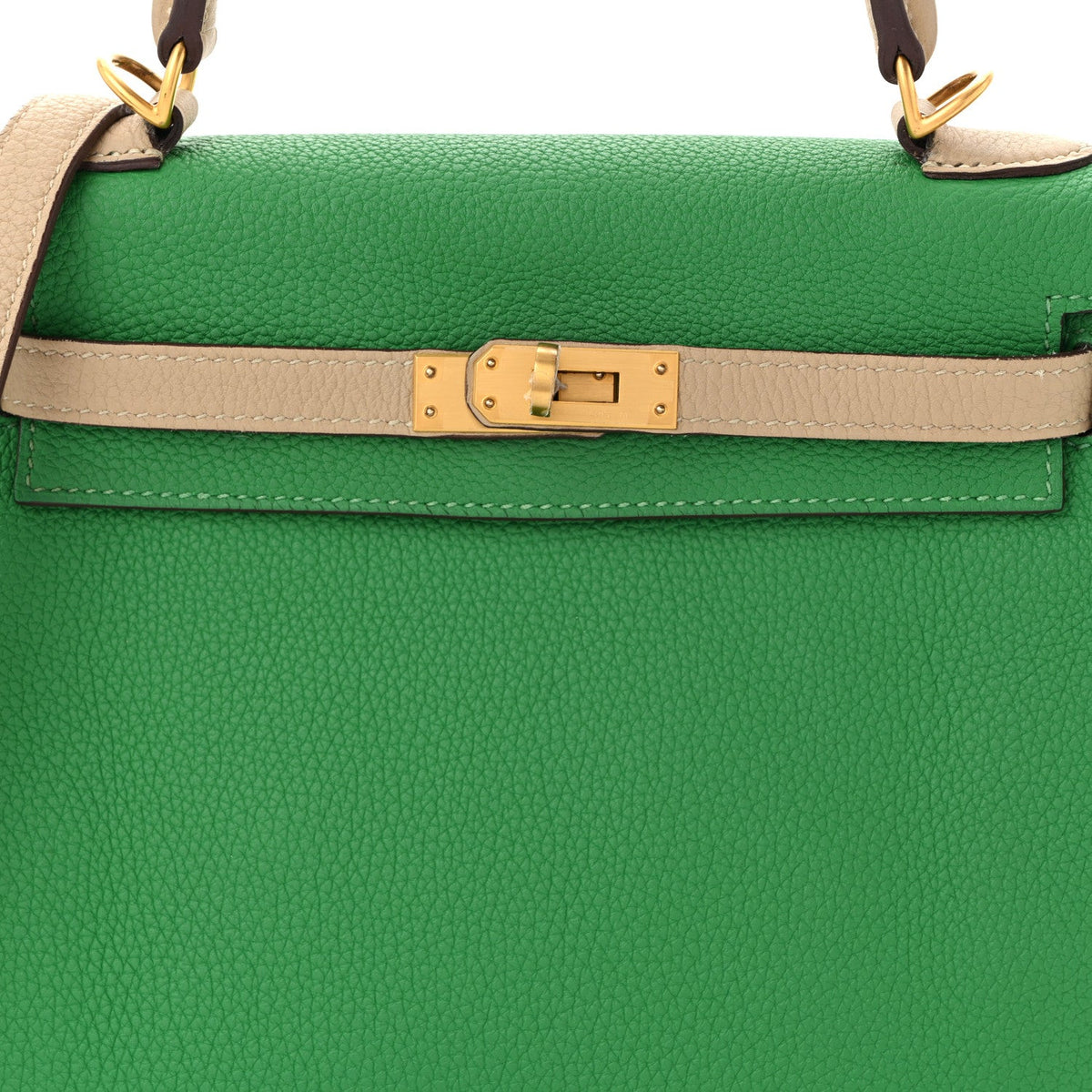 Togo Horseshoe Kelly Retourne 25 Bambou  Handbag